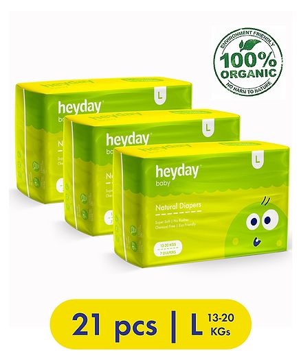 Heyday Natural & Organic Large Baby Diapers Pack of 3 - 21 Pieces