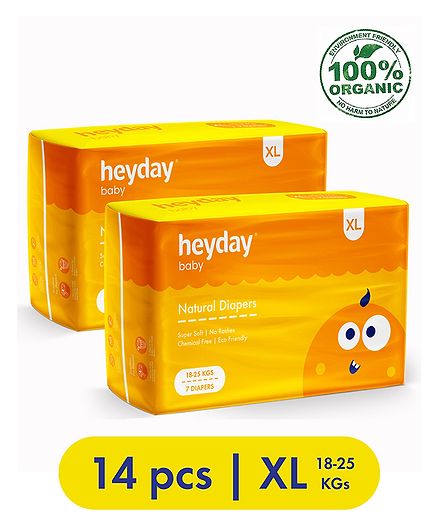 Heyday Natural & Organic Extra Large Baby Diapers Pack of 2 - 14 Pieces