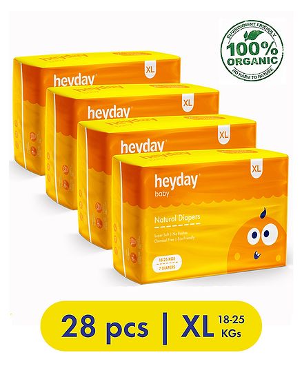 Heyday Natural & Organic Extra Large Baby Diapers Pack of 4 - 28 Pieces