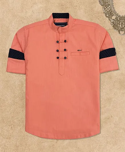 Charchit Full Sleeves Solid Kurta - Pink