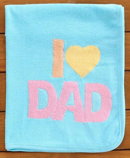 Child World Cotton Towel I Love Dad Design - Blue