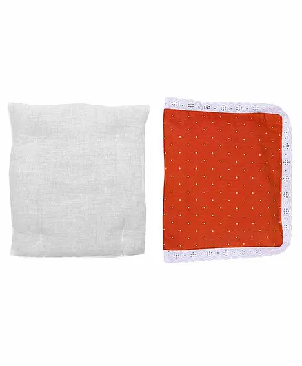 Grandma's Premium Finger Millet Cotton Pillow with Cover Polka Dot Print - Orange
