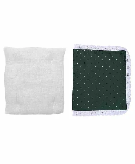 Grandma's Premium Finger Millet Cotton Pillow with Cover Polka Dot Print - Green