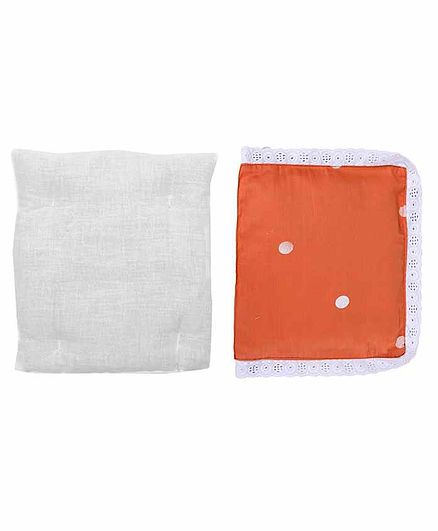 Grandma's Premium Finger Millet Cotton Pillow with Cover Polka Dot Print - Orange