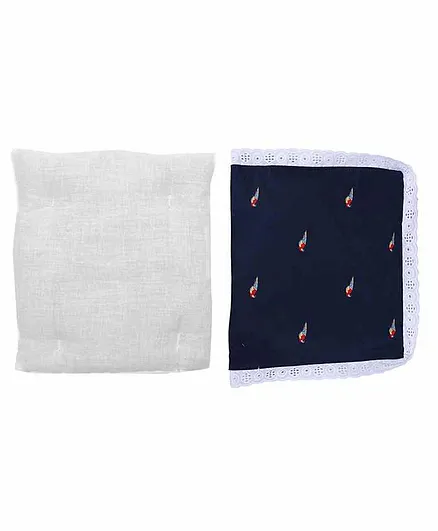 Grandma's Premium Finger Millet Cotton Pillow with Cover Parrot Print - Dark Blue