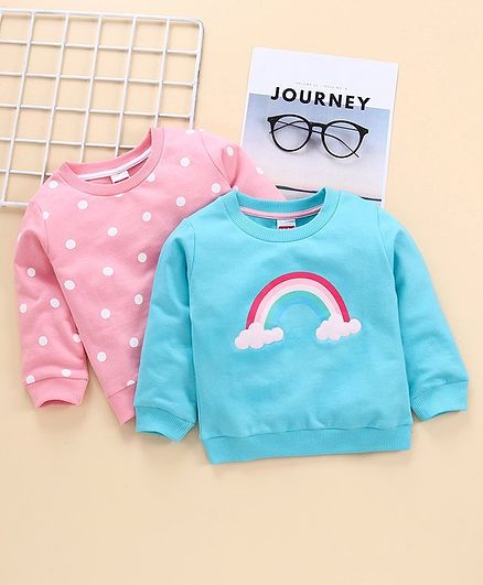 Babyhug Full Sleeves Sweatshirt Pack of 2 - Blue Pink