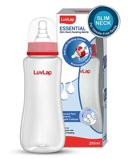 LuvLap Feeding Bottle with Silicone Nipple White - 250 ml