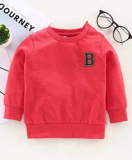 Babyhug Full Sleeves Sweatshirt B Print - Red