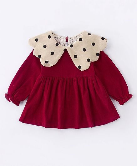 Kookie Kids Circular Flounce Sleeves Frock - Red