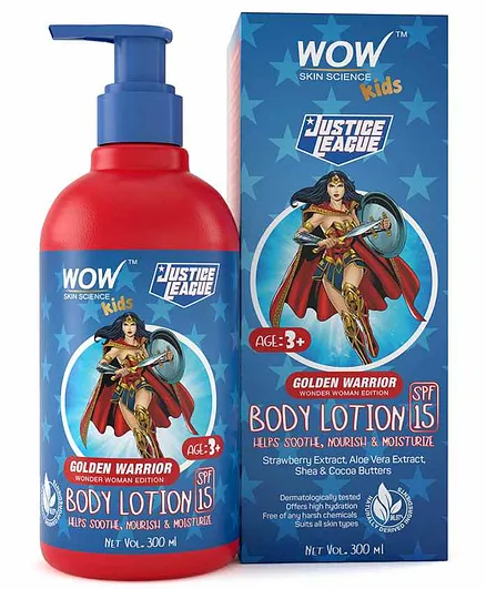 WOW Skin Science Golden Warrior Wonder Woman Edition Kids Body Lotion SPF 15 - 300 ml