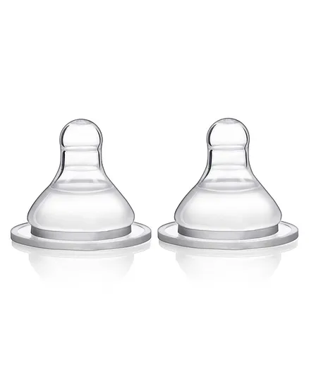 Babyhug Wide Neck Silicone Nipple Medium Flow - Pack of 2