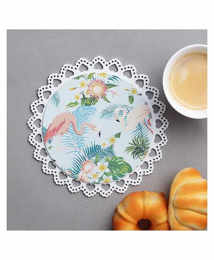A Vintage Affair Hot Plates Flamingo Print - White
