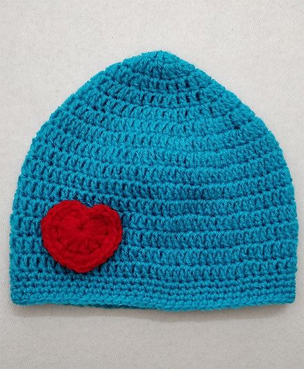 Knit Masters Heart Design Woolen Cap - Blue
