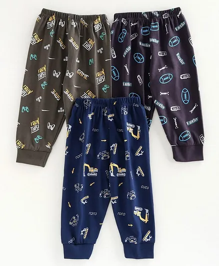 Cucumber Full Length Lounge Pant Pack of 3 - Blue Brown Beige