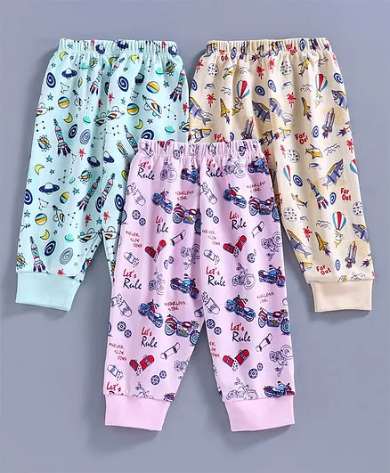Cucumber Full Length Lounge Pant Pack of 3 - Pink Blue Yellow