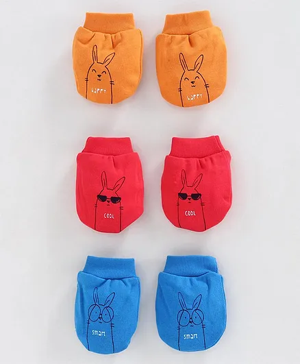 Simply Mittens Set Of 3 Animal Print - Orange, Red, Blue