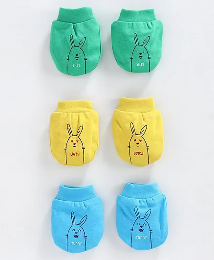Simply Mittens Set Of 3 Animal Print - Green, Yellow, Blue