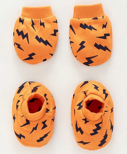 Simple Mittens and Booties Lightening Print - Orange