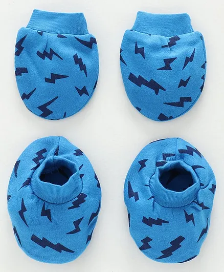 Simple Mittens and Booties Lightening Print - Royal Blue