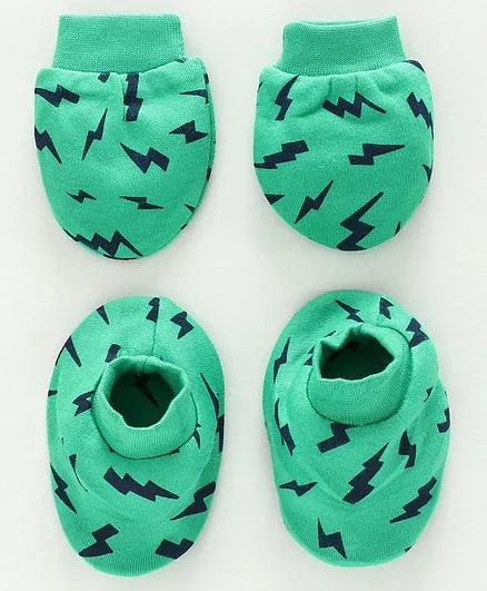 Simple Mittens and Booties Lightening Print - Green