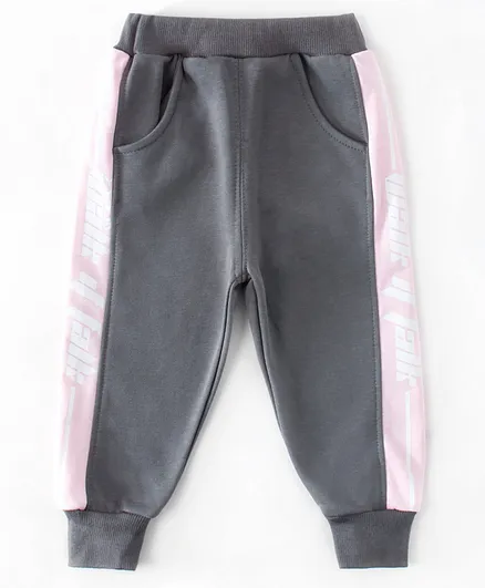 Kookie Kids Full Length Trouser Text Print - Grey