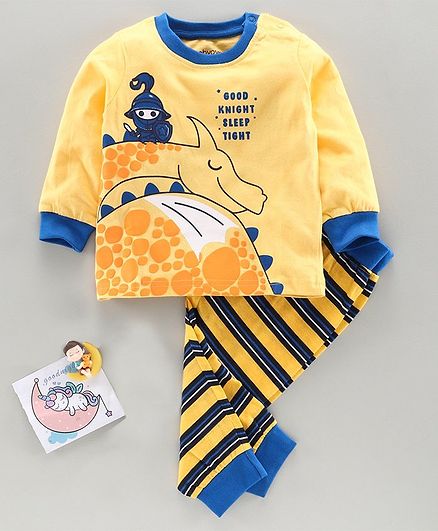Babyoye Cotton Full Sleeves Good Night Sleep Print - Yellow