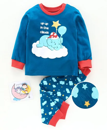 Babyoye Cotton Full Sleeves Up In The Clouds Print - Blue