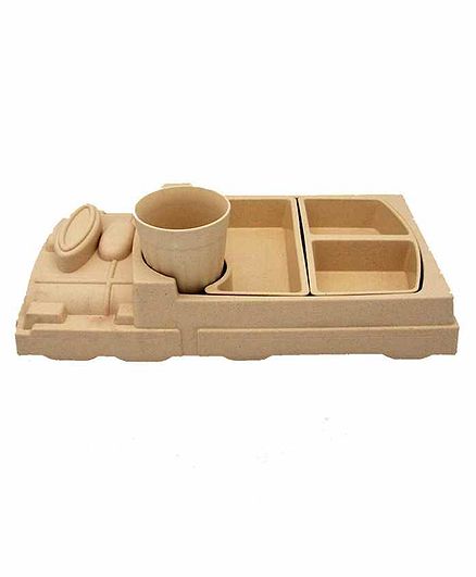 EZ Life 4 Piece Engine Shaped Kids Meal Set - Cream