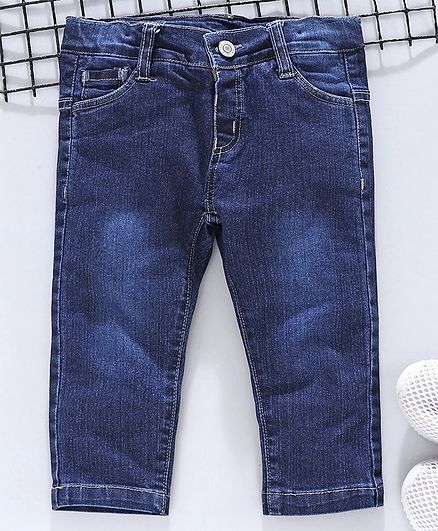 Olio Kids Full Length Adjustable Elasticated Jeans - Dark Blue