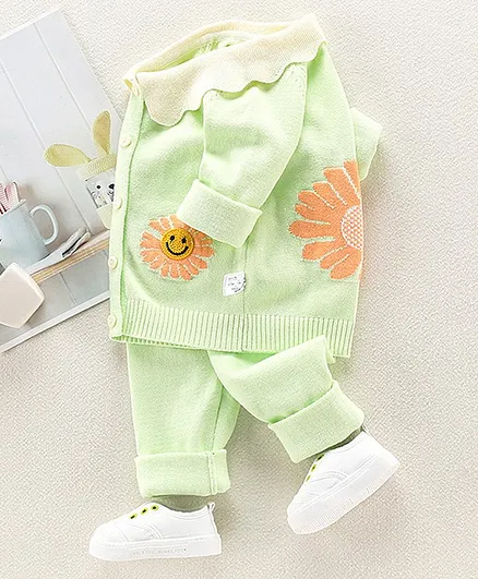 Kookie Kids Full Sleeves Sweater Set - Green