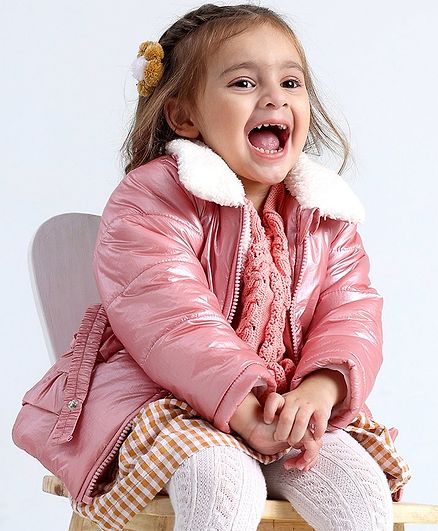 Babyoye Full Sleeves Padded Jacket with Taffeta Lining - Pink