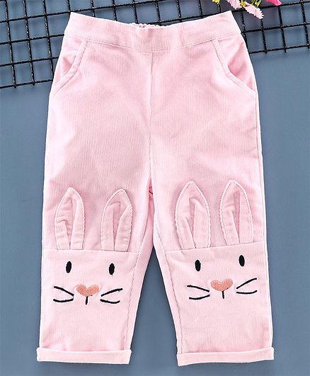 Babyoye Full Length Corduroy Pant Bunny Print - Pink