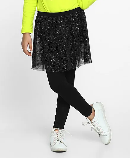 Pine Kids Ankle Length Shimmery Skeggings - Black