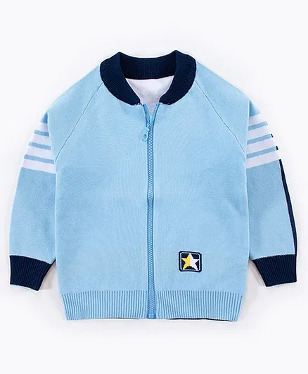Kookie Kids Full Sleeves Front Open Sweater - Blue