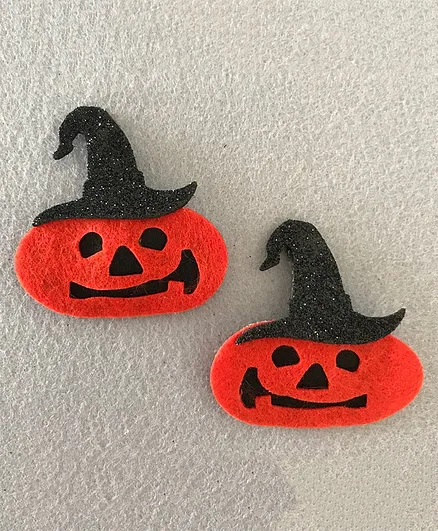 Kalacaree Set Of Two Pumpkin Hair Clips - Orange