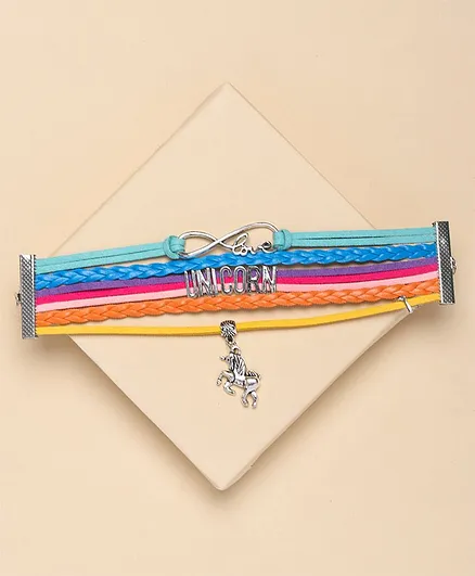 Arendelle Multi-Strand Leather Unicorn Charm Bracelet - Multicolour