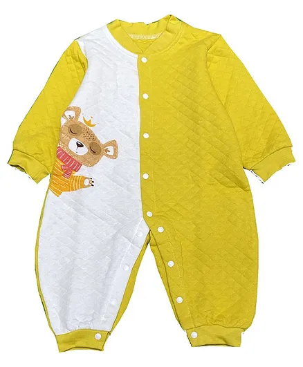 Kookie Kids Full Sleeves Romper Animal Print - Yellow