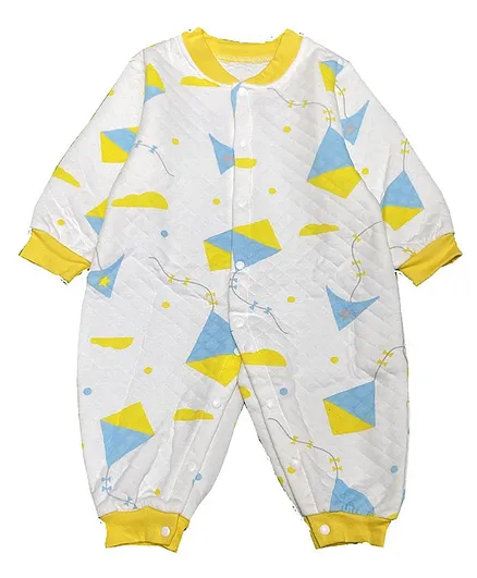 Kookie Kids Full Sleeves Romper Kite Print - White Yellow