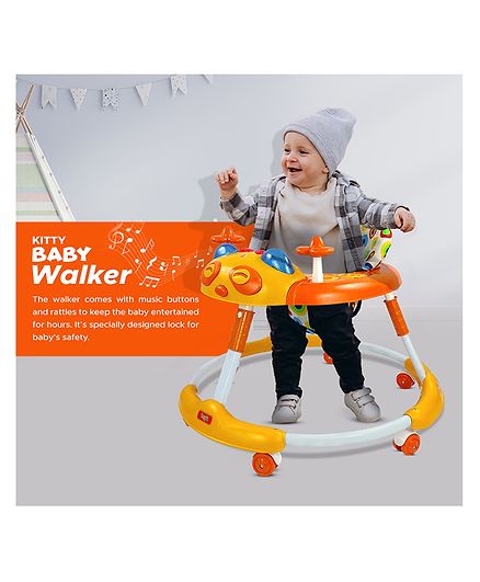 Dash Stylish Baby Walker with Music - Yellow Orange