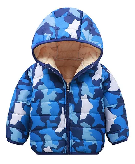 Kookie Kids Full Sleeves Hooded Padded Jacket - Blue