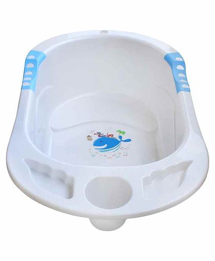 NHR Baby Bath Tub Whale Print - White Blue