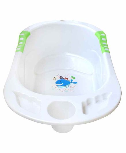 NHR Baby Bath Tub Whale Print - White Green