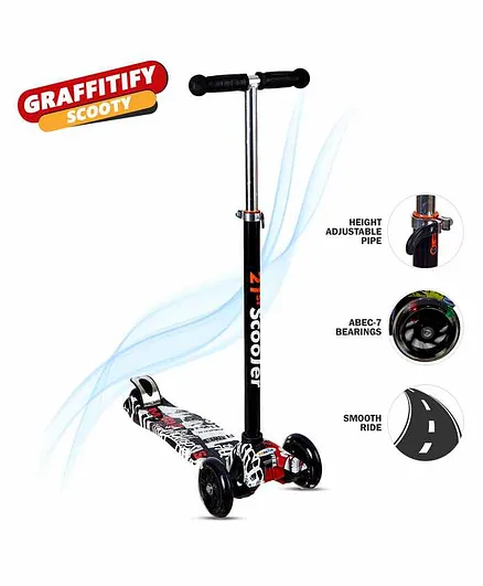 NHR 4 Wheel Foldable Scooter With LED Lights - White Black