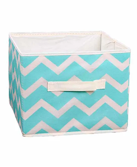 Little Jamun Chevron Print Storage Basket - Green