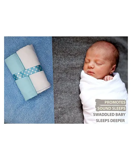 Lollipop Lane 100% Soft Cotton Swaddle Wrappers Set of 2 - Blue White