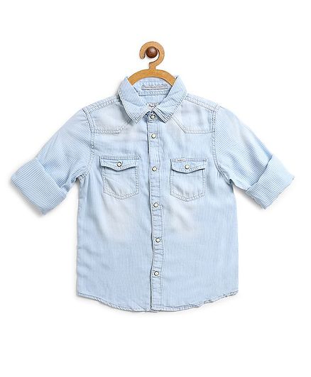 Pepe Jeans Full Sleeves Solid Colour Shirt - Light Blue