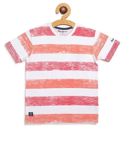 Pepe Jeans Half Sleeves Striped Tee - Red