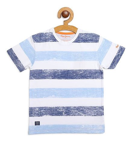 Pepe Jeans Half Sleeves Striped Tee - Blue