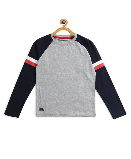 Pepe Jeans Solid Colour Raglan Full Sleeves Tee - Light Grey