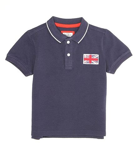 Pepe Jeans Half Sleeves Solid Colour Polo Tee - Navy Blue